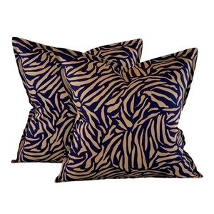 PR Designer Vicki Payne Free Spirit Blue Brown Zebra Animal Print Pillow Covers